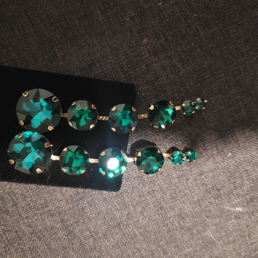 Emerald Green Drop Crystal Earrings